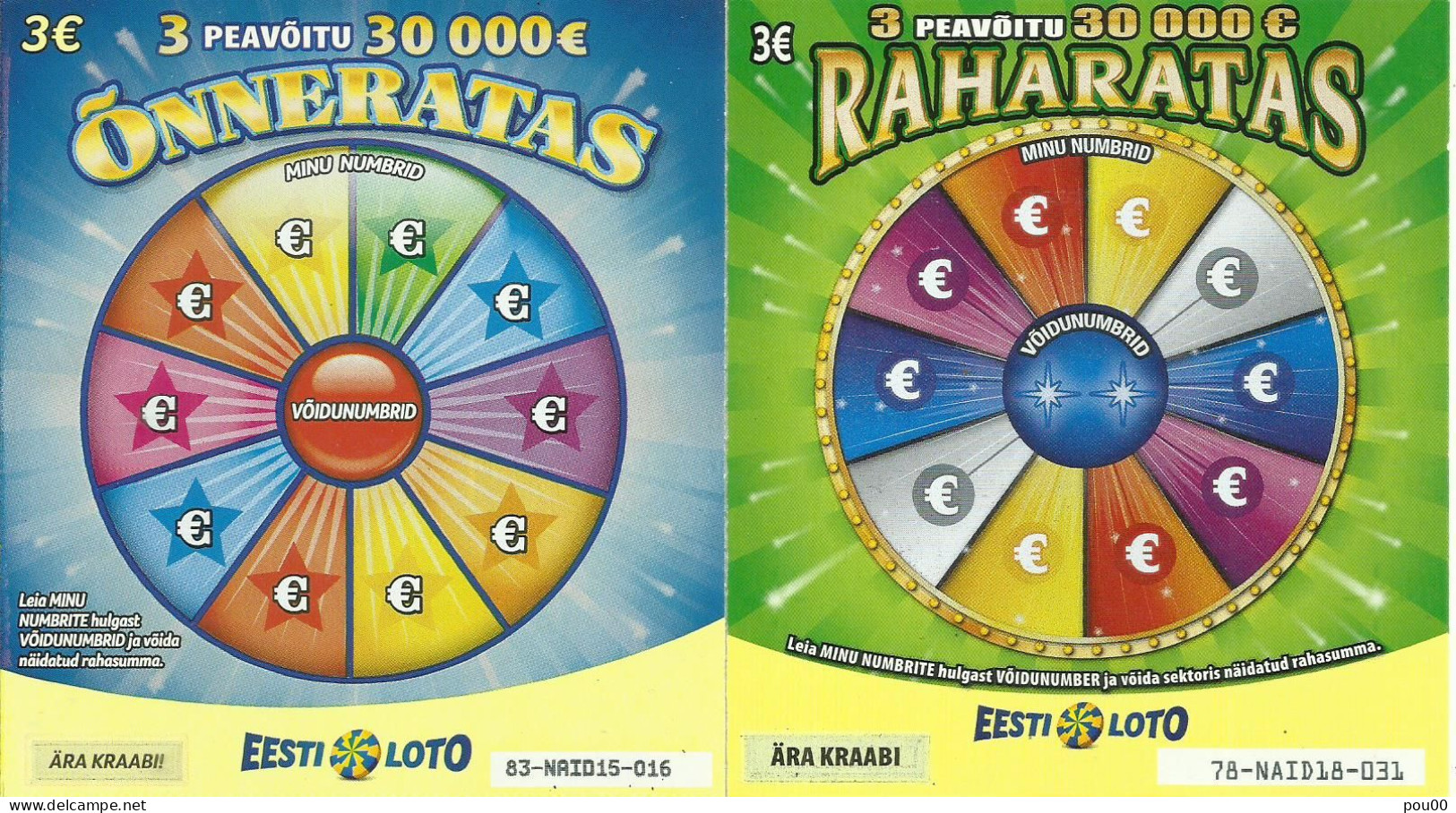 ESTONIE 2 TICKETS DE LOTERIE SPECIMEN - Billets De Loterie