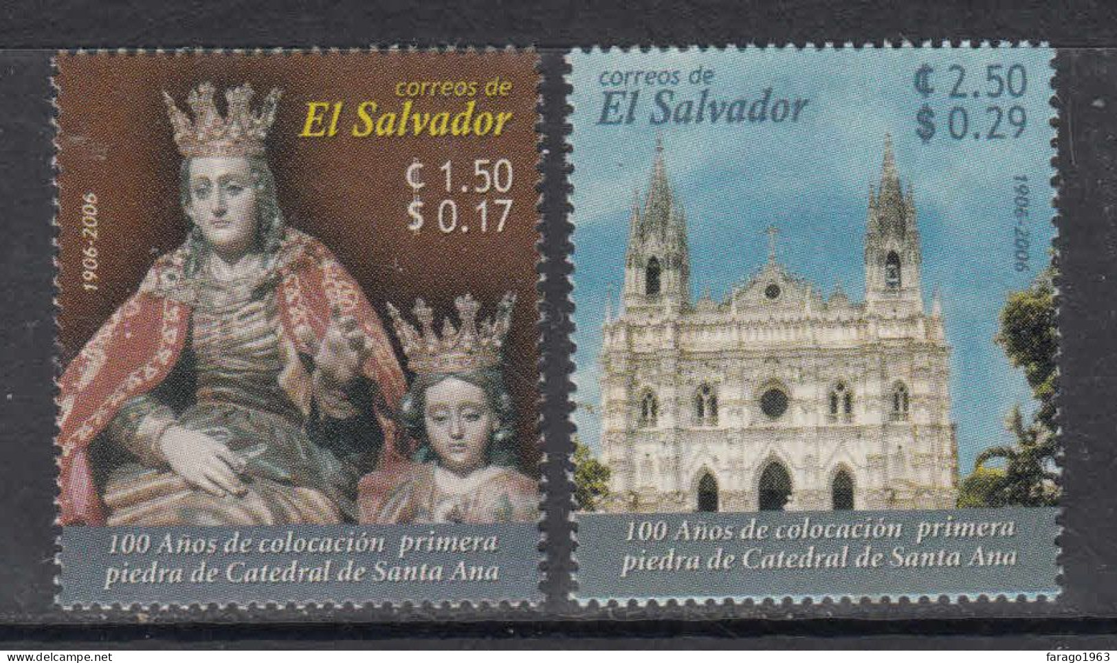 2006 El Salvador Santa Ana Cathedral  Complete Set Of 2 MNH - Salvador