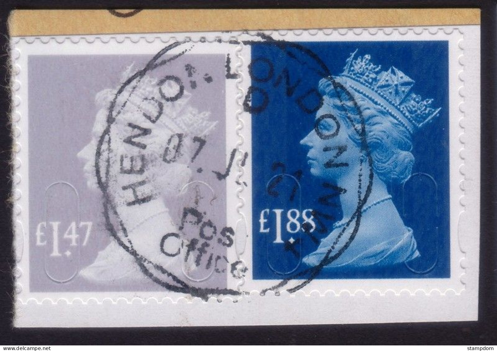 GREAT BRITAIN £1.47 (M4L) And £1.88 (MA13) Machin - USED On Paper "Hendon London NW4" Pmk @Q2795 - Série 'Machin'