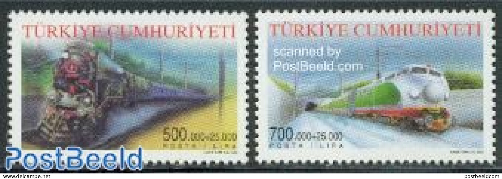 Türkiye 2002 Railways 2v, Mint NH, Transport - Railways - Altri & Non Classificati