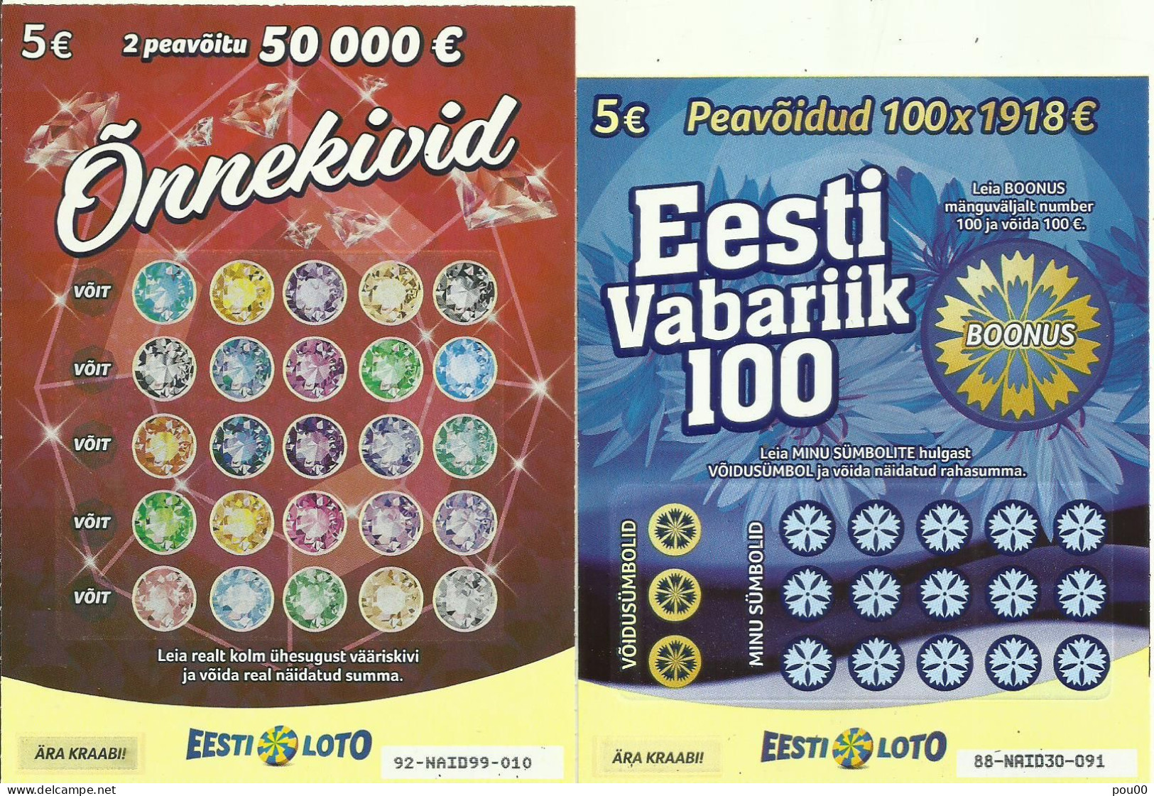 ESTONIE 2 TICKETS DE LOTERIE SPECIMEN - Billets De Loterie