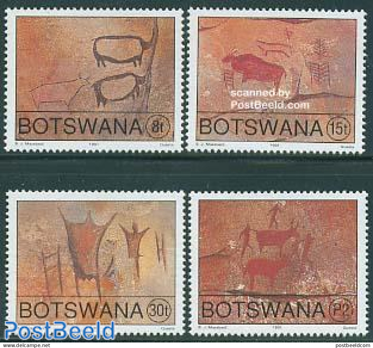 Botswana 1991 Cave Paintings 4v, Mint NH, Art - Cave Paintings - Vor- Und Frühgeschichte