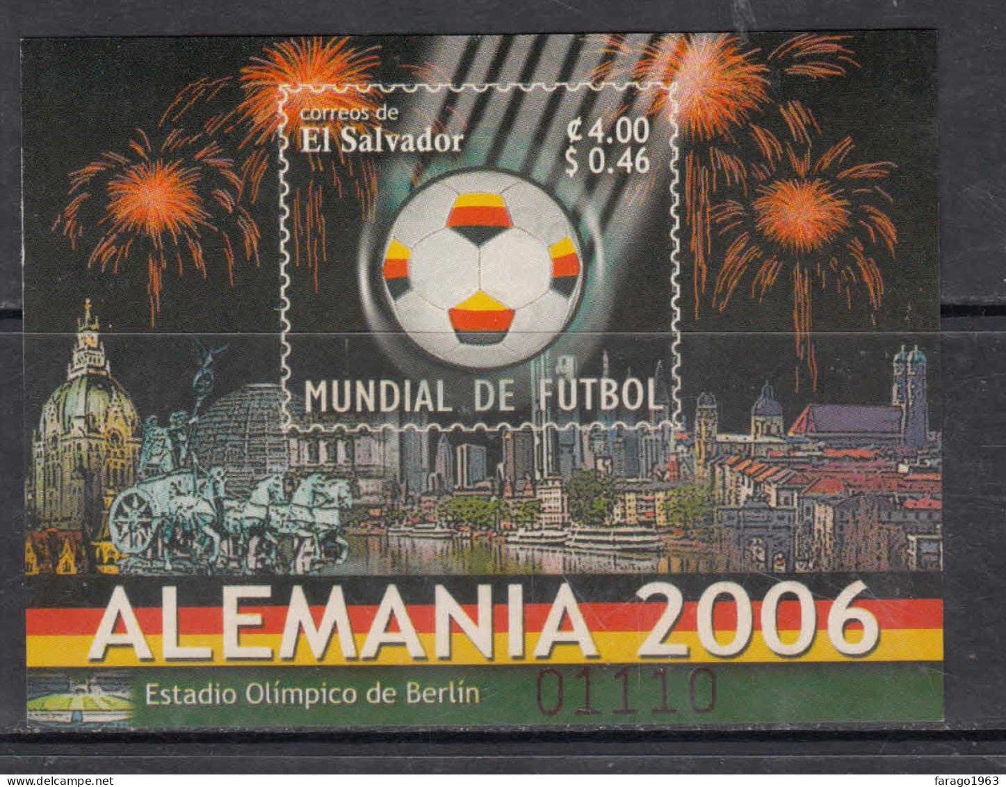 2006 El Salvador World Cup Football Germany Souvenir Sheet MNH - El Salvador