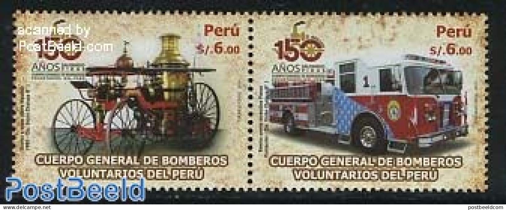 Peru 2010 Fire Brigade 2v [:], Mint NH, Transport - Automobiles - Fire Fighters & Prevention - Auto's