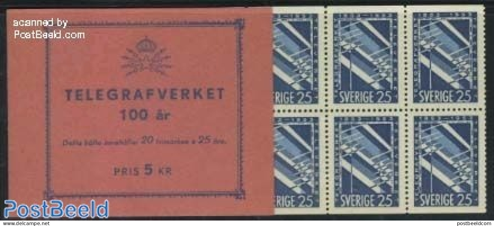 Sweden 1953 100 Years Telegraph Booklet, Mint NH, Science - Telecommunication - Stamp Booklets - Unused Stamps