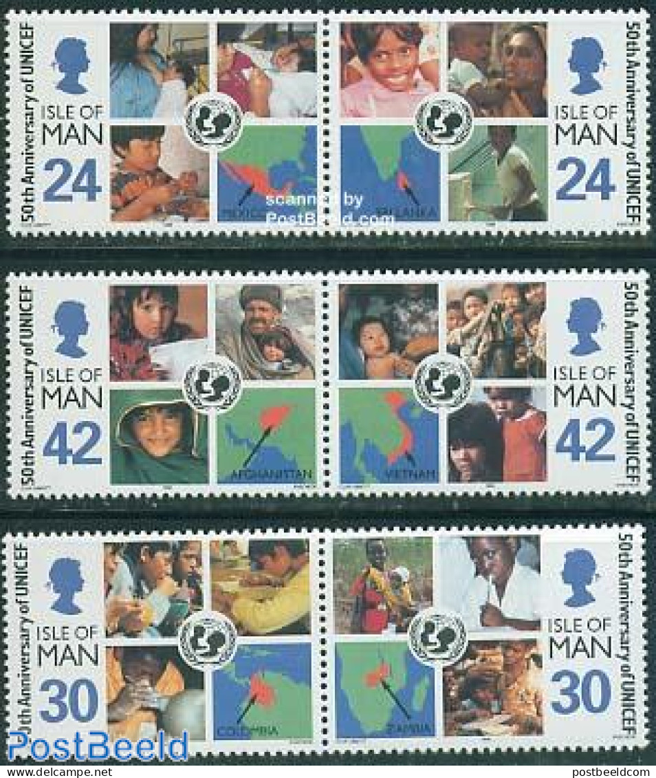 Isle Of Man 1996 UNICEF 3x2v [:], Mint NH, History - Unicef - Man (Ile De)