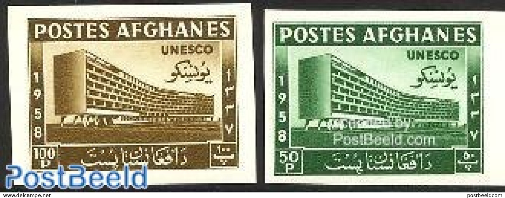 Afghanistan 1958 UNESCO Building 2v Imperforated, Mint NH, History - Unesco - Art - Modern Architecture - Afghanistan