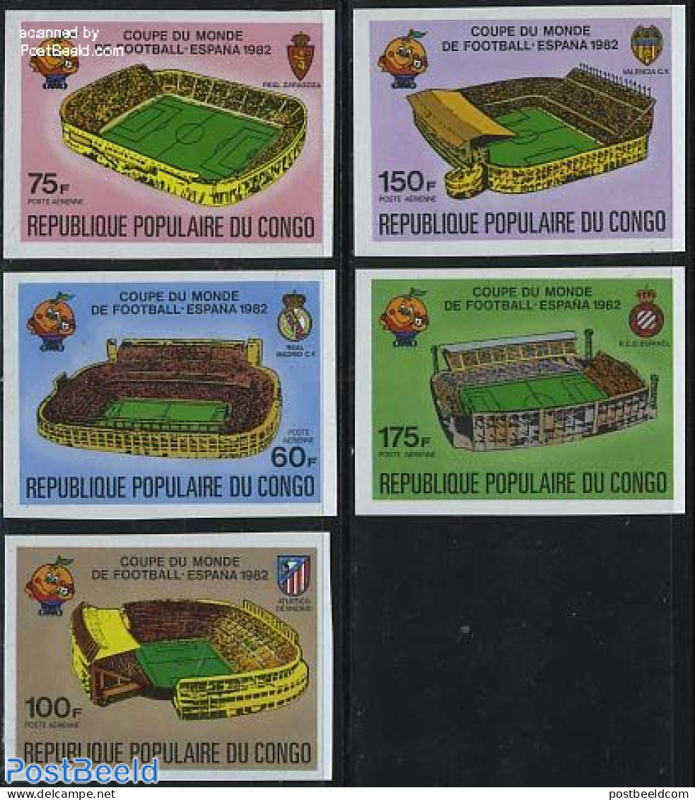Congo Republic 1980 Football Games Spain 5v Imperforated, Mint NH, Sport - Football - Other & Unclassified