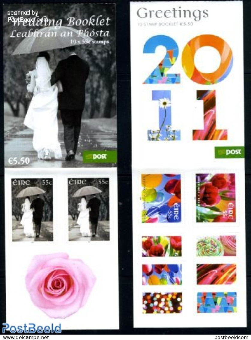 Ireland 2011 Greeting Stamps 2 Booklets, Mint NH, Nature - Various - Flowers & Plants - Stamp Booklets - Greetings & W.. - Neufs