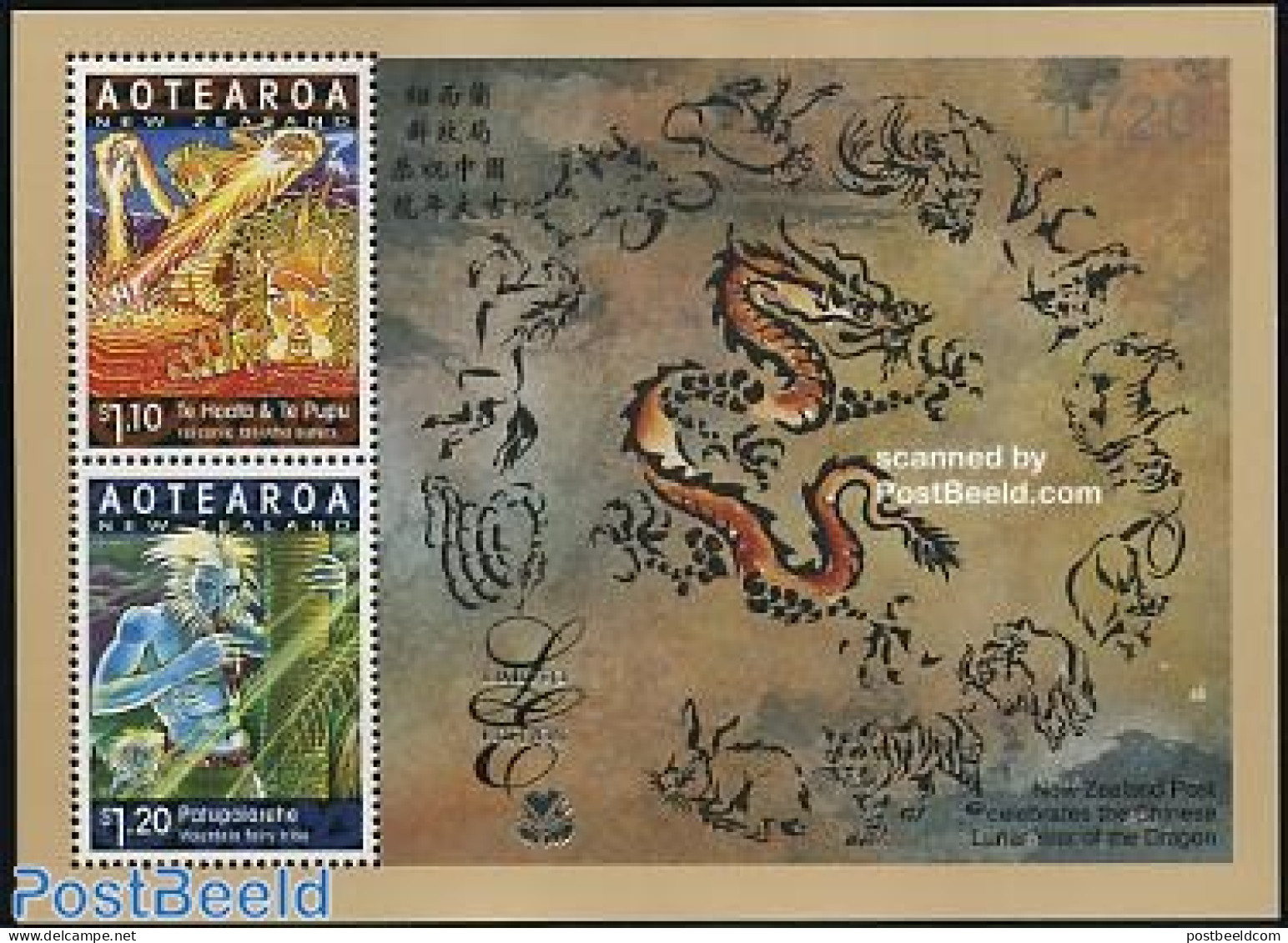 New Zealand 2000 Year Of The Dragon S/s, Limited Edition, Mint NH, Various - New Year - Nuevos