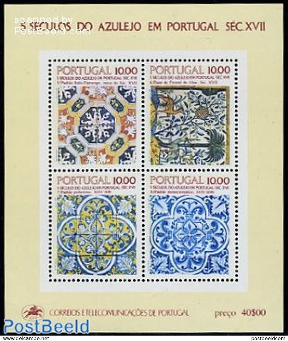 Portugal 1982 Tiles 17th Century S/s, Mint NH, Art - Art & Antique Objects - Unused Stamps