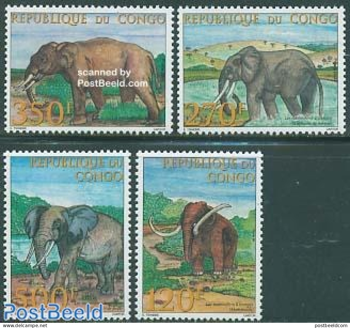 Congo Republic 2003 Elephants 4v, Mint NH, Nature - Animals (others & Mixed) - Elephants - Other & Unclassified
