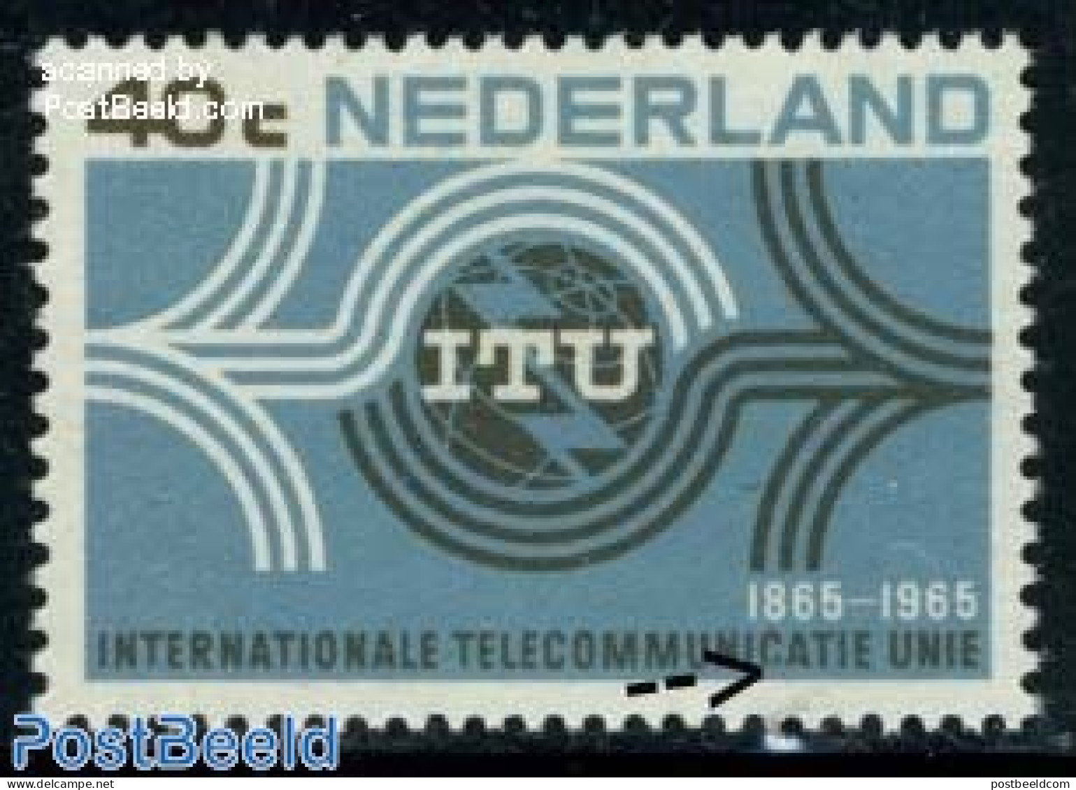 Netherlands 1965 Plate Flaw, 40c, Damaged CA Of TELECOMMUNICATIE, Mint NH, Science - Various - Telecommunication - Err.. - Ongebruikt