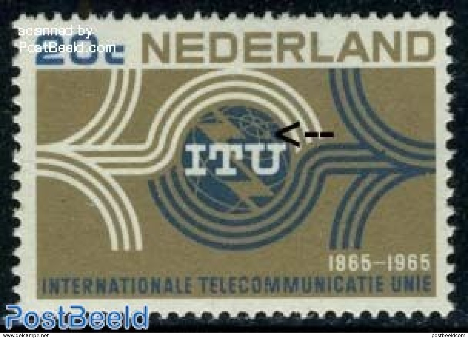 Netherlands 1965 Plate Flaw 20c, Point Above U Of ITU, Mint NH, Science - Various - Telecommunication - Errors, Mispri.. - Ongebruikt