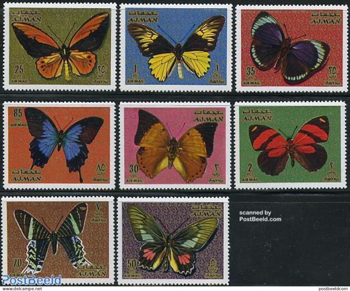 Ajman 1971 Butterflies 8v, Mint NH, Nature - Butterflies - Adschman