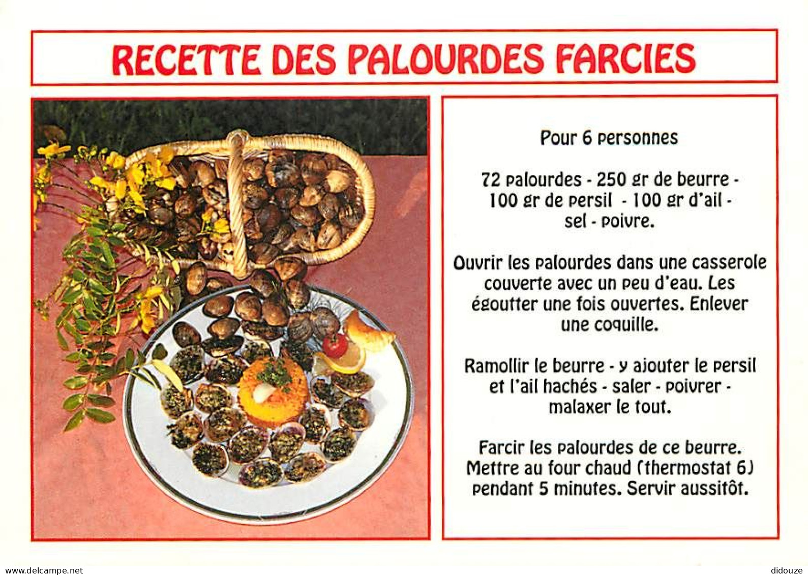 Recettes De Cuisine - Palourdes Farcies - Carte Neuve - Gastronomie - CPM - Voir Scans Recto-Verso - Recettes (cuisine)