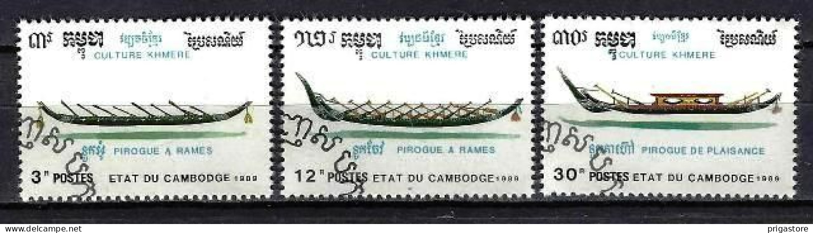 Cambodge 1989 Bateaux (110) Yvert N° 892 A à 892 C Oblitérés Used - Cambodja