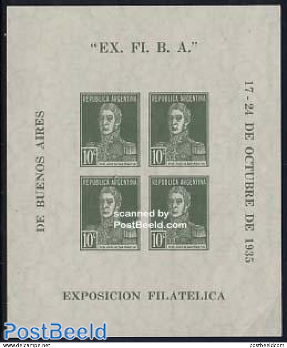 Argentina 1935 EX. FI. B. A. S/s, Mint NH - Unused Stamps