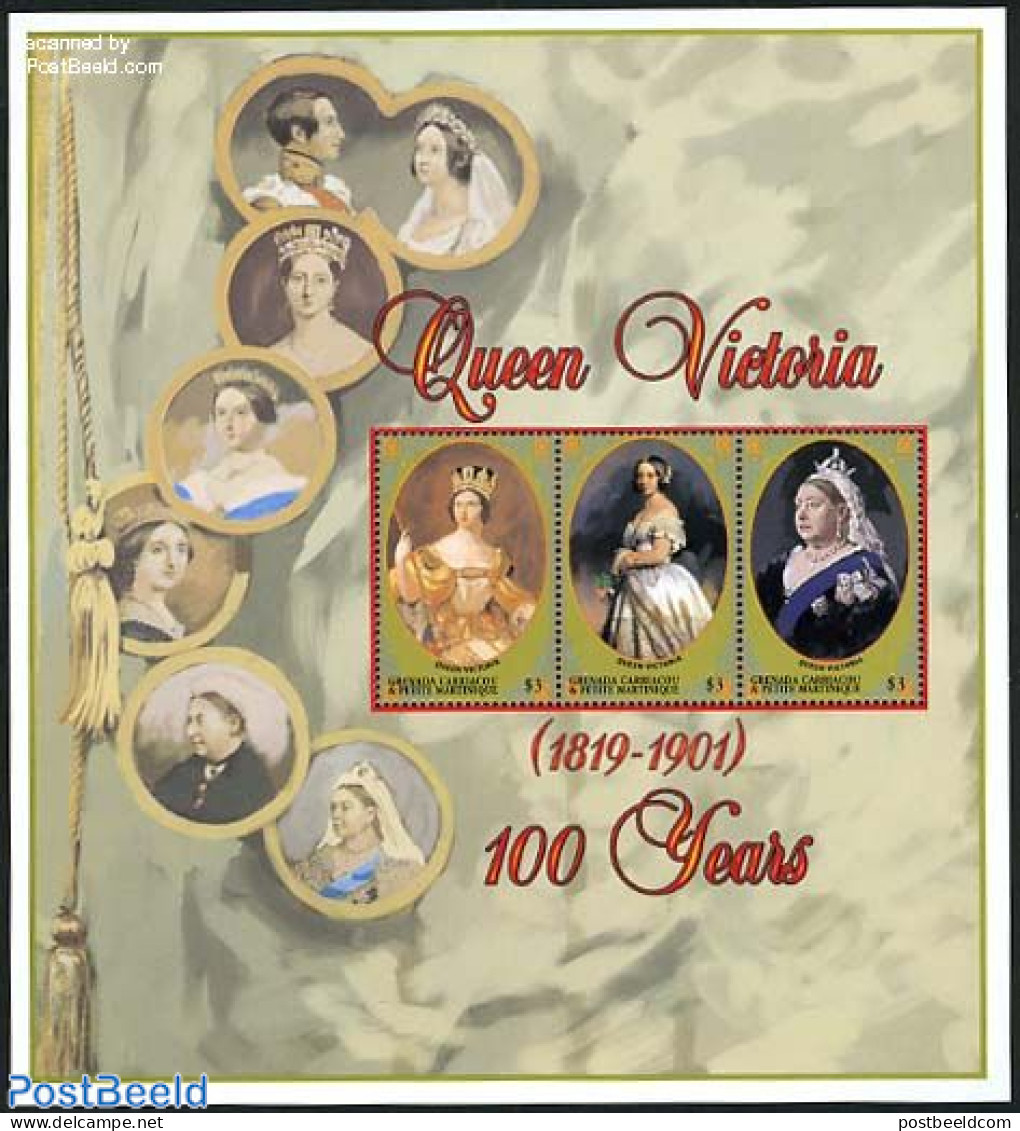 Grenada Grenadines 2001 Queen Victoria 3v M/s, Mint NH, History - Kings & Queens (Royalty) - Familias Reales