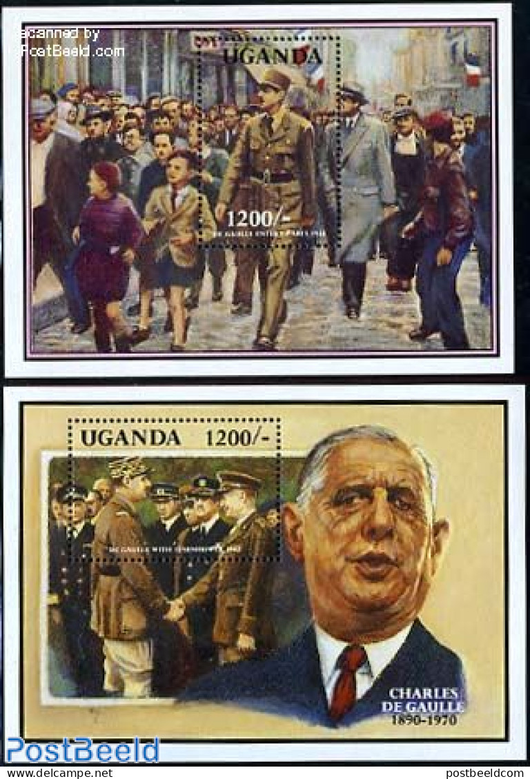 Uganda 1991 Charles De Gaulle 2 S/s, Mint NH, History - American Presidents - French Presidents - Politicians - World .. - De Gaulle (Général)