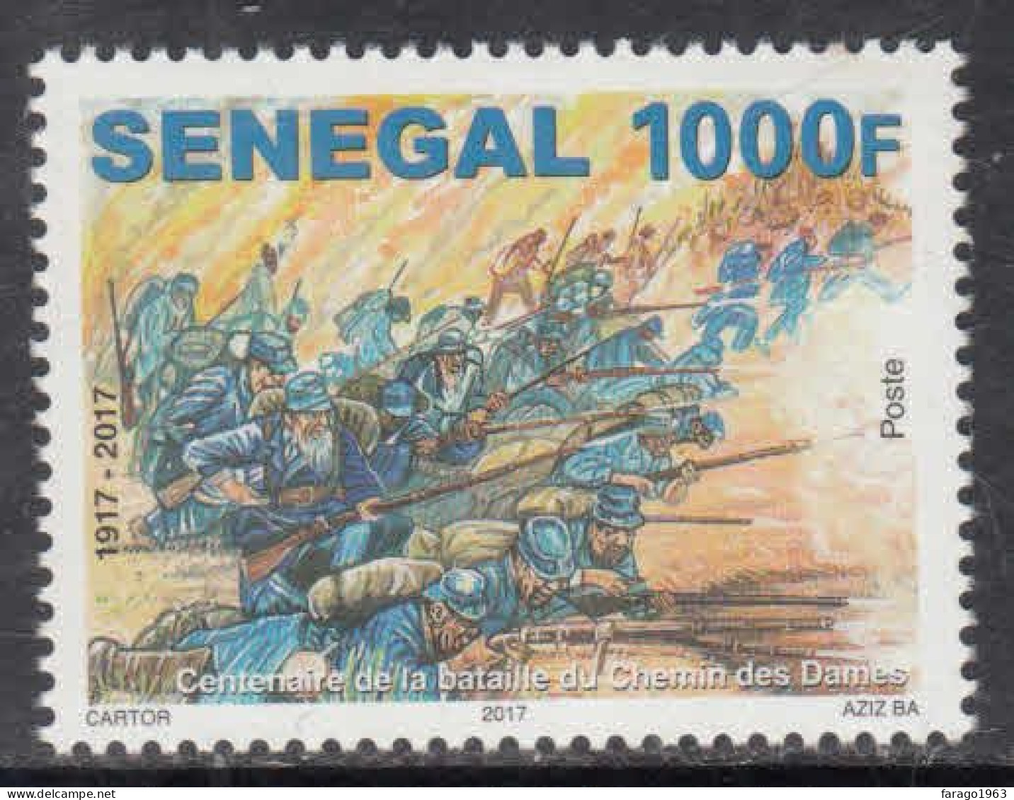 2017 Senegal WWI Chemin Des Dames Military History Complete Set Of 1 MNH - Sénégal (1960-...)