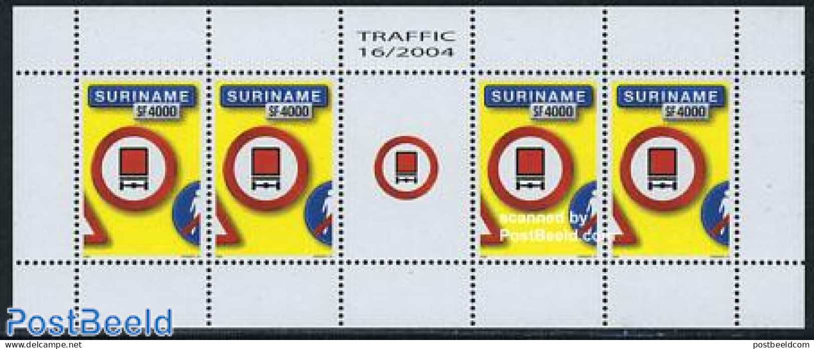 Suriname, Republic 2004 Traffic Sign, Explosive M/s, Mint NH, Transport - Traffic Safety - Accidents & Road Safety