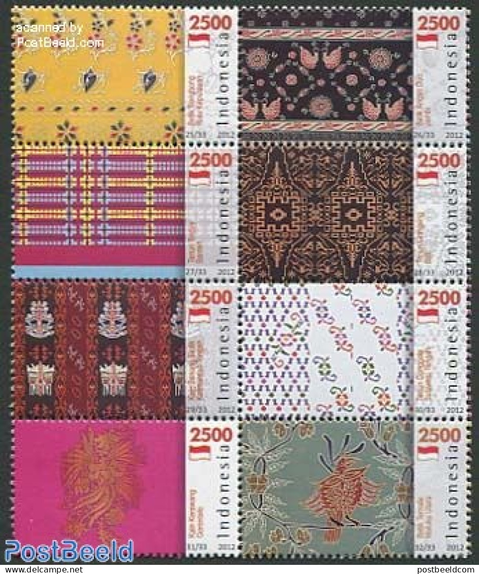 Indonesia 2012 Traditional Textile 8v [+++], Mint NH, Various - Textiles - Textile