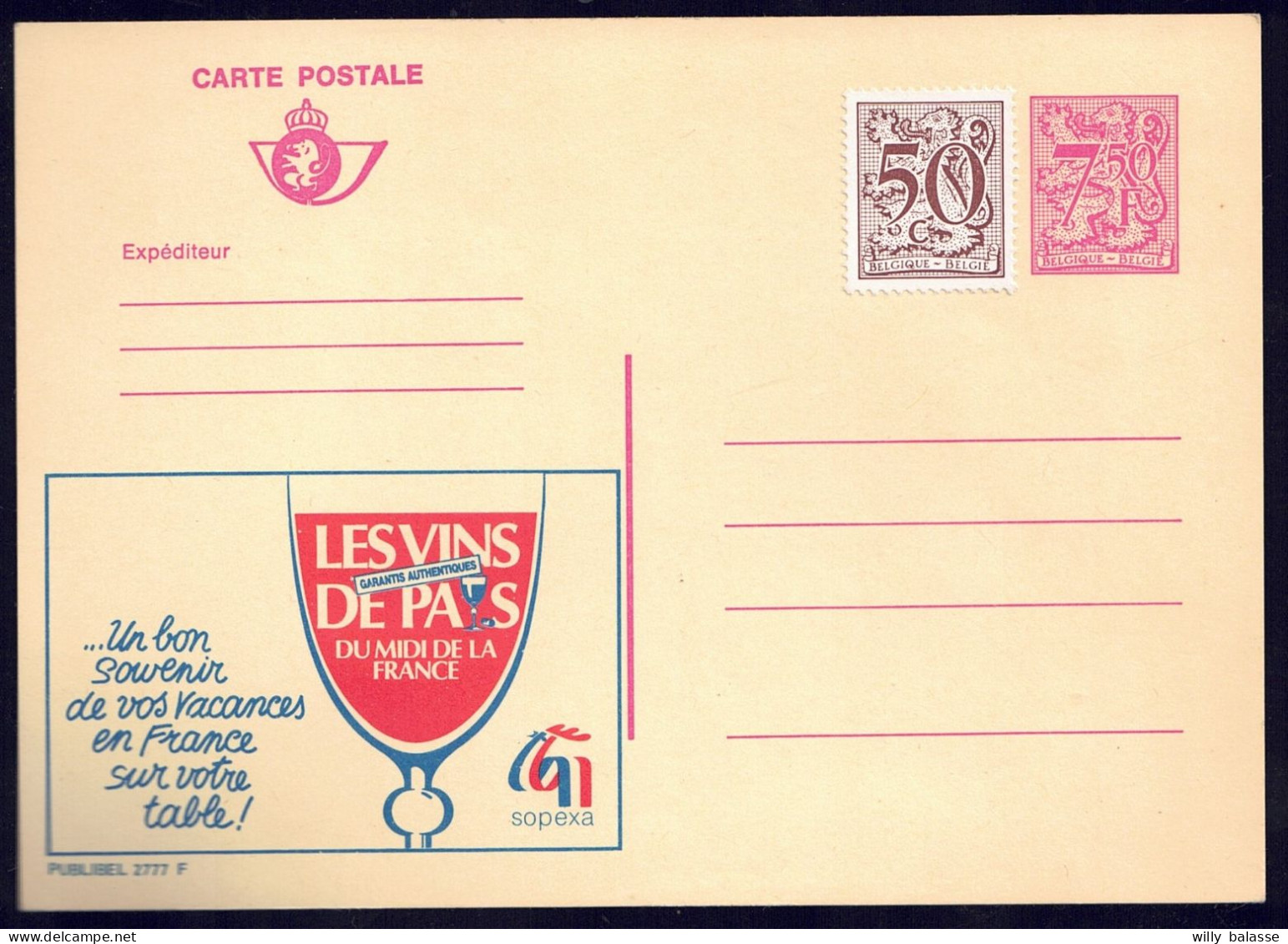 +++ PUBLIBEL Neuf 7F50 + 50c - LES VINS DE PAYS - Sopexa - N° 2777F  // - Publibels