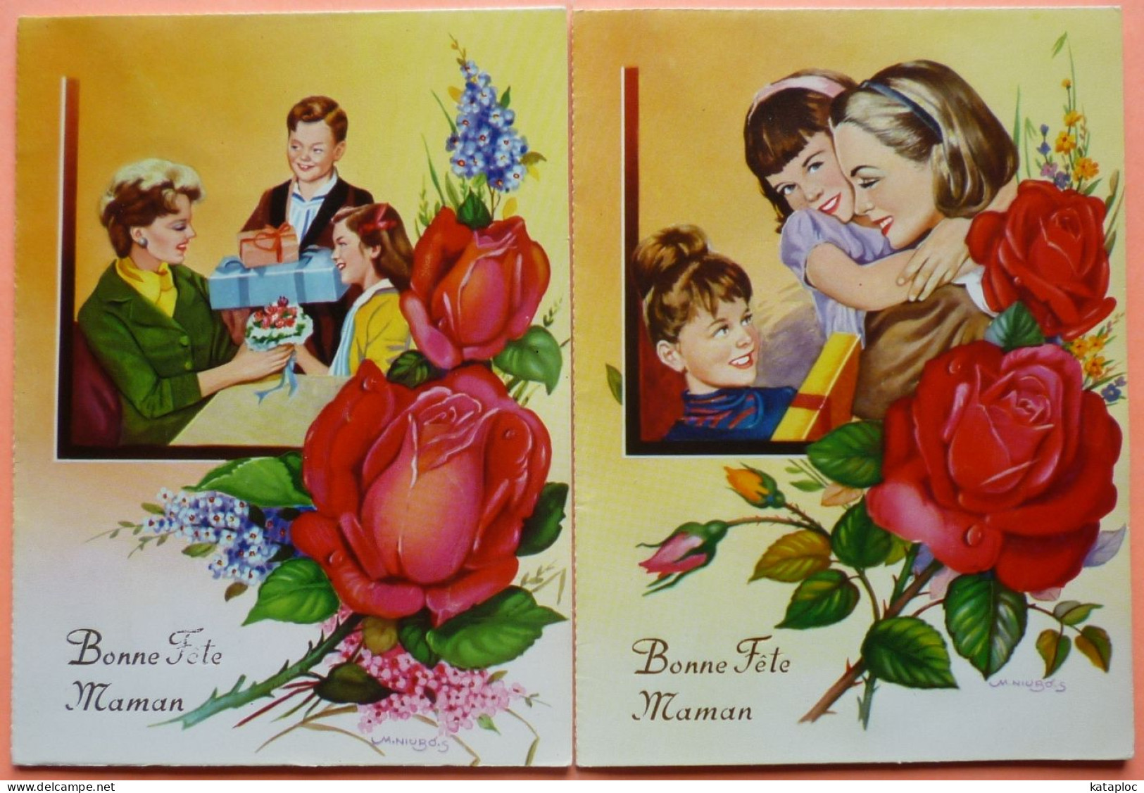 LOT 2 CARTES DOUBLES A SYSTEME - BONNE FETE MAMAN -4 SCANS-18 - Mother's Day