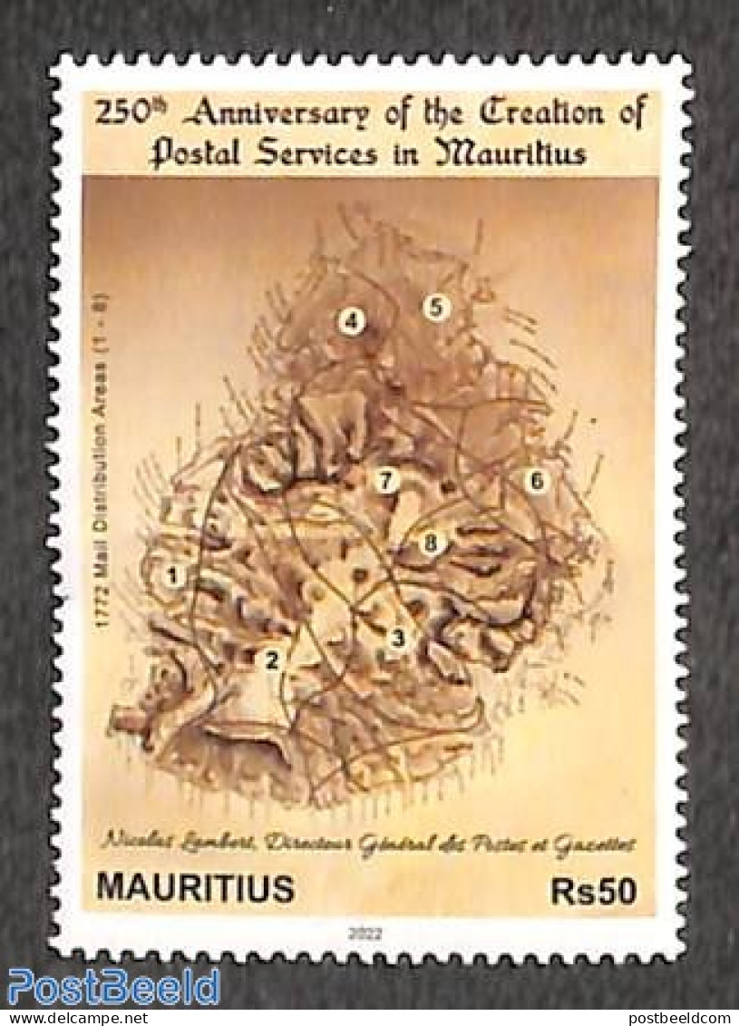 Mauritius 2022 Creation Of Post Offices 1v, Mint NH, Various - Post - Maps - Correo Postal