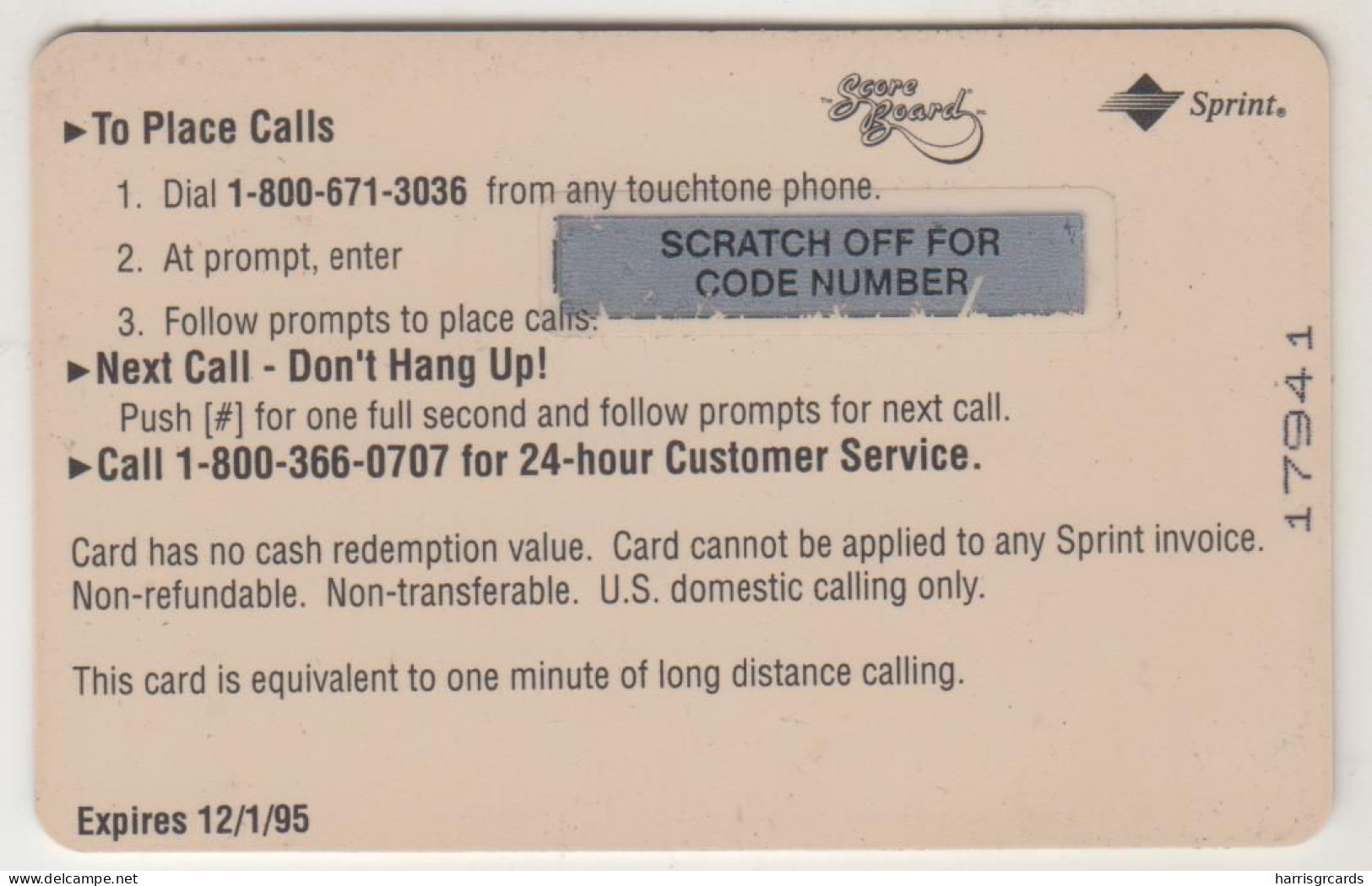 USA - Derrick Alexander ,Sprint Prepaid Card, Tirage 20.605, 12/94, Mint - Sprint