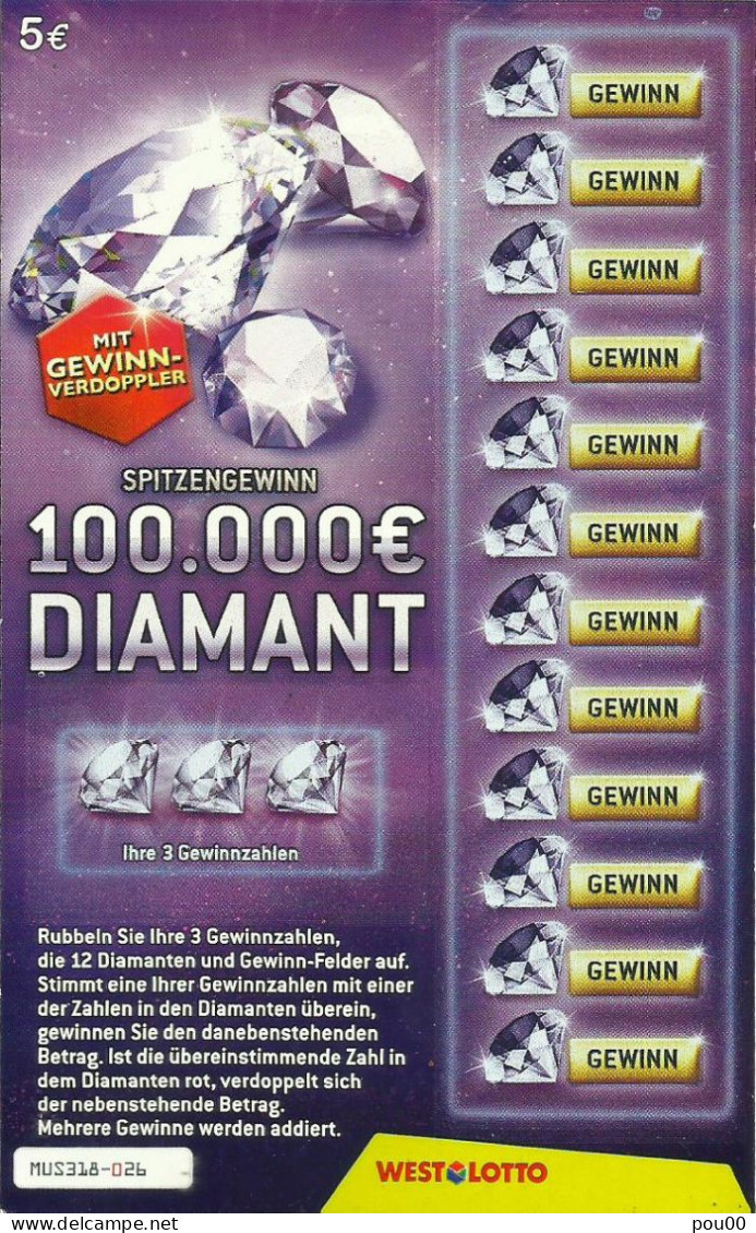 ALLEMAGNE TICKET DE LOTERIE SPECIMEN - Billets De Loterie
