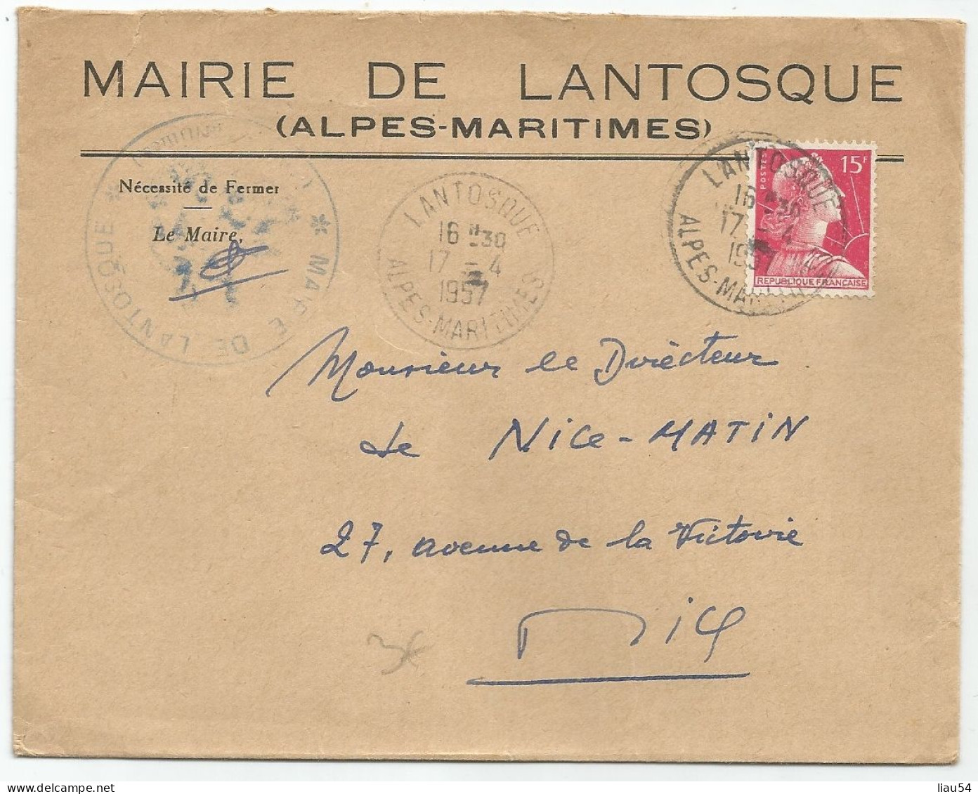 MAIRIE DE LANTOSQUE (1957) - Lantosque