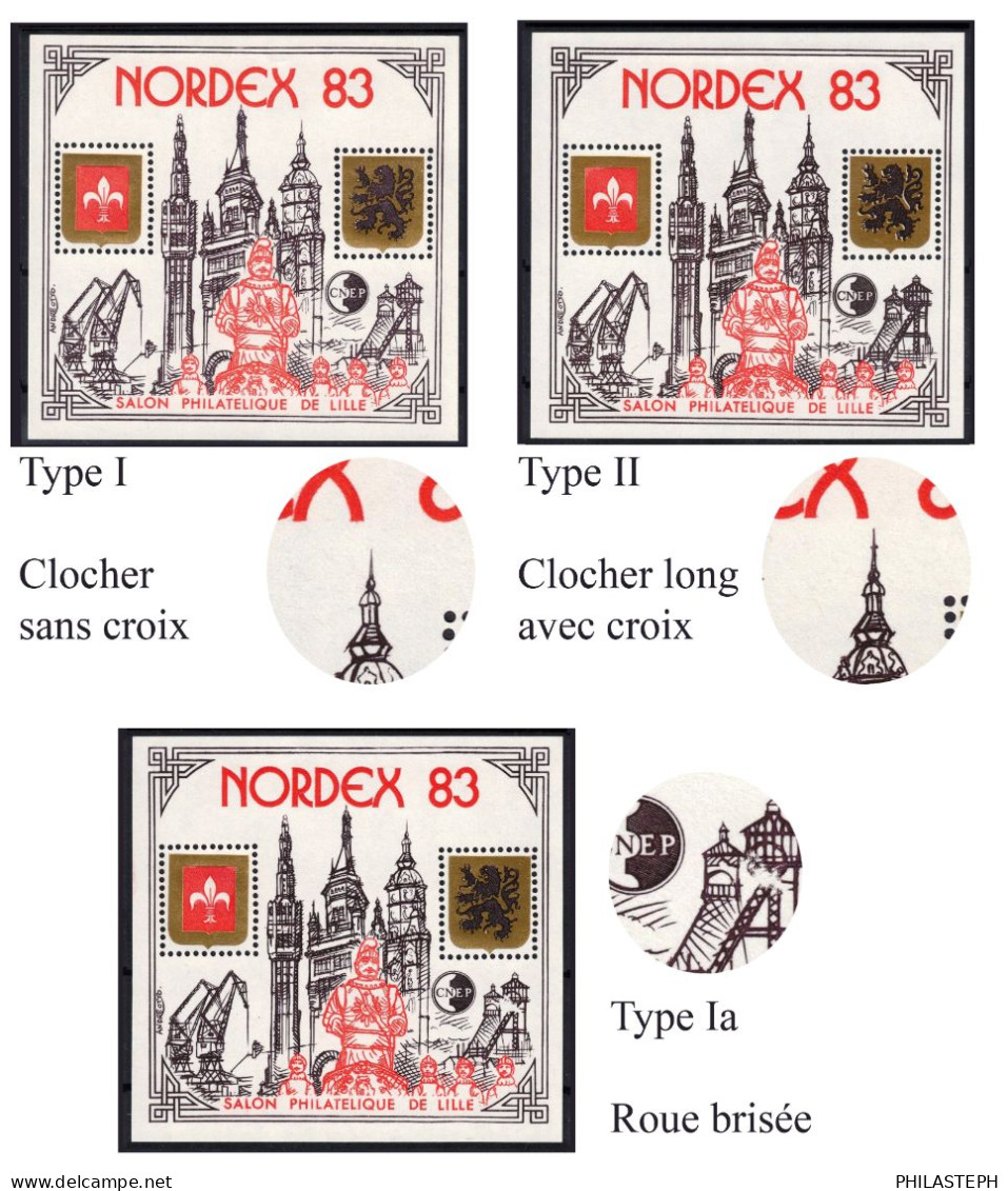 CNEP 1983 -  NORDEX Type 1, Clocher Sans Croix + Type II, Clocher Long Avec Croix + Type Ia Ia Roue Brisée- YT 4, 4A 4a - CNEP