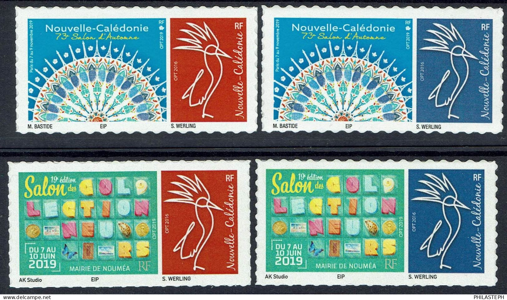 Nouvelle Calédonie OPT 2019 - 4 Timbres Adhésifs Cagou Personnalisés - Unused Stamps
