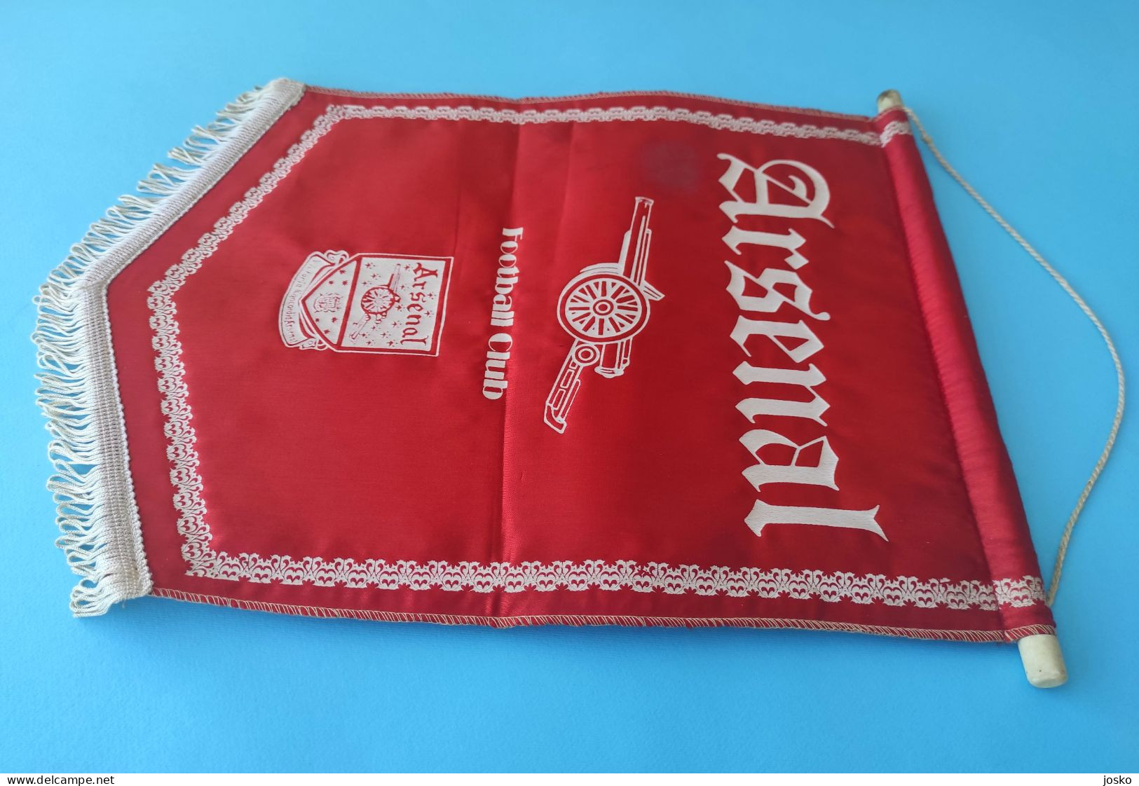 ARSENAL FC very nice original vintage Large MATCH WORN football pennant flag 1970s * England soccer flag fussball RRR