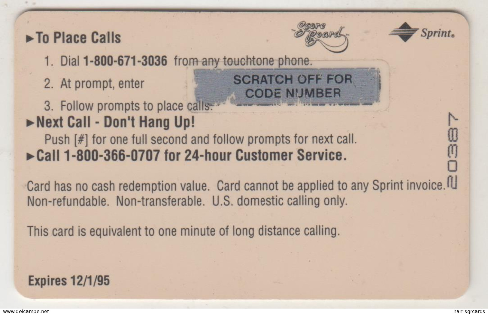 USA - Antonio Langham ,Sprint Prepaid Card, Tirage 20.605, 12/94, Mint - Sprint