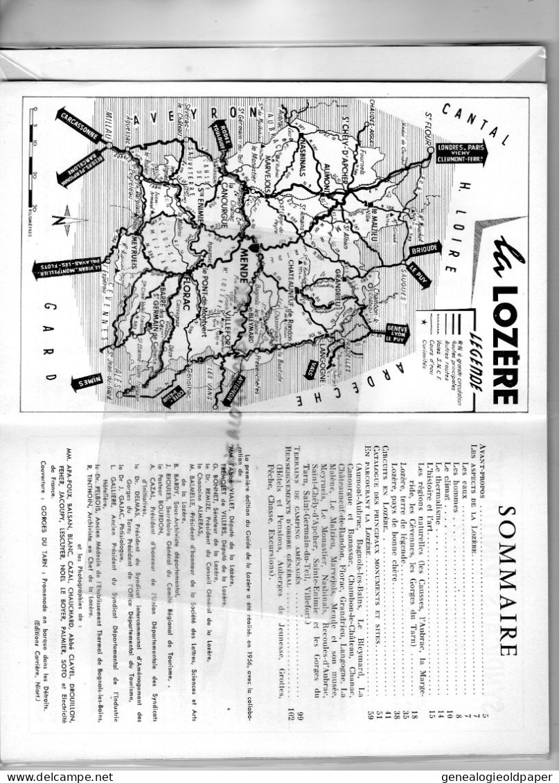 48- LA LOZERE - GUIDE DU TOURISTE 1962- MENDE - CHANAC-FLORAC-NASBINALS-MARVEJOLS-LE MALZIEU-MALENE-CANOURGUE-BAGNOLS - Ohne Zuordnung