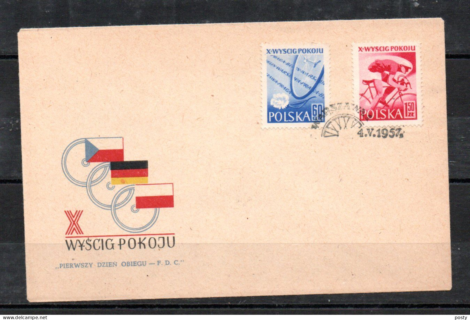 POLOGNE - POLAND - FDC - 1957 - PEACE RACE - COURSE POUR LA PAIX - CYCLISME - VELO - CYCLING - BICYCLE - - FDC