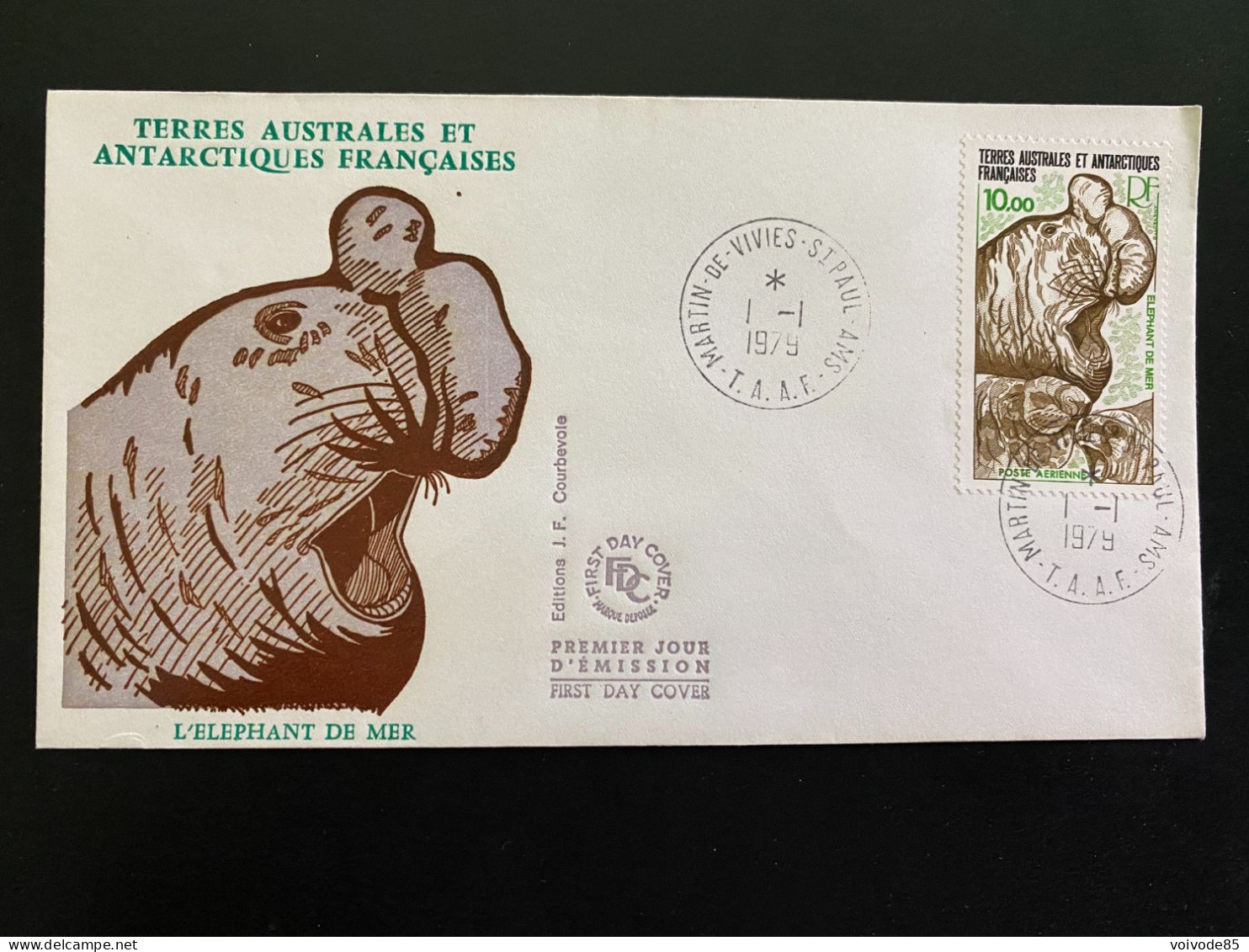 Enveloppe 1er Jour "Elephant De Mer" - 01/01/1979 - PA55 - TAAF - Saint Paul - Faune. Animaux - FDC