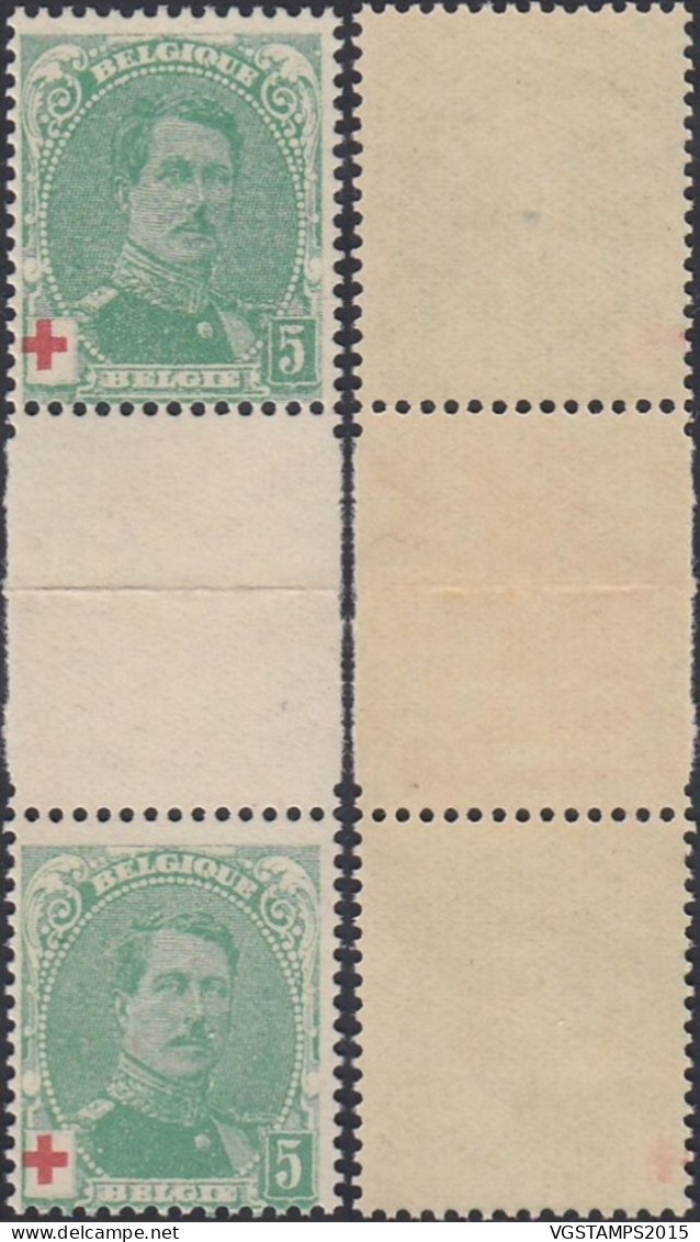 Belgique 1914 - Timbres Neufs. COB Nr.: 129. Type I Et II Se Tenant Par Interpanneaux. RARE¡¡¡ (EB)  AR-02205 - 1914-1915 Red Cross