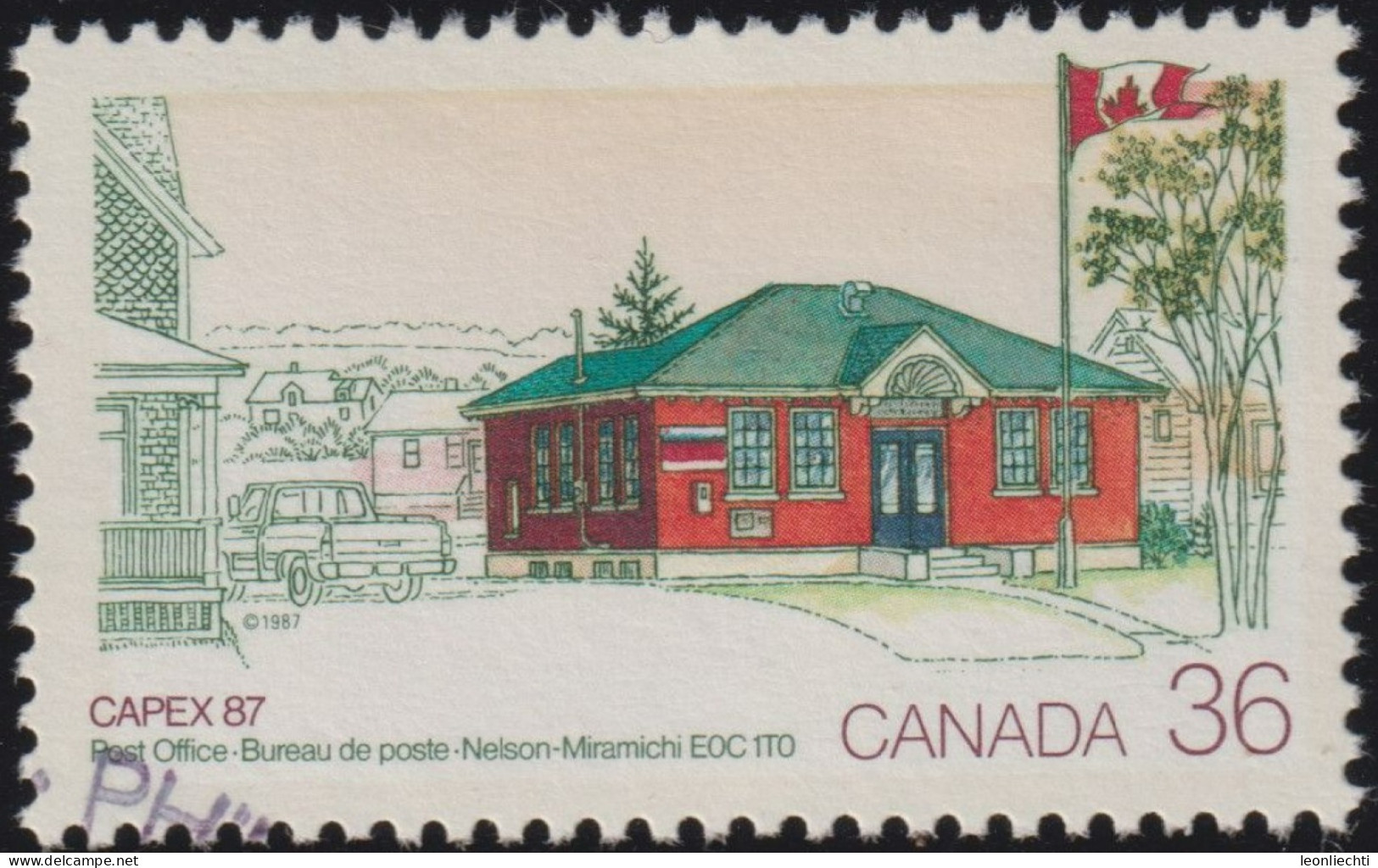 1987 Kanada ° Mi:CA 1044, Sn:CA 1125Ac, Yt:CA 1006, Capex '87, Nelson-Miramichi Post Office - Usados