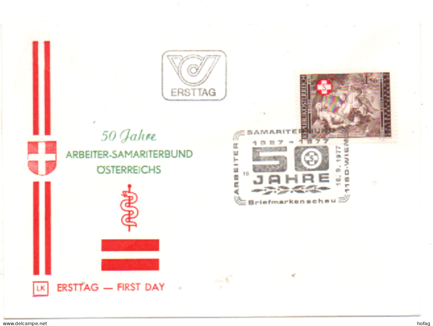 Österreich 1977 MiNr.: 1556 Arbeiter Samariter Verband Ersttag; Austria FDC Scott: 1064 YT: 1386 Sg: 1790 - FDC