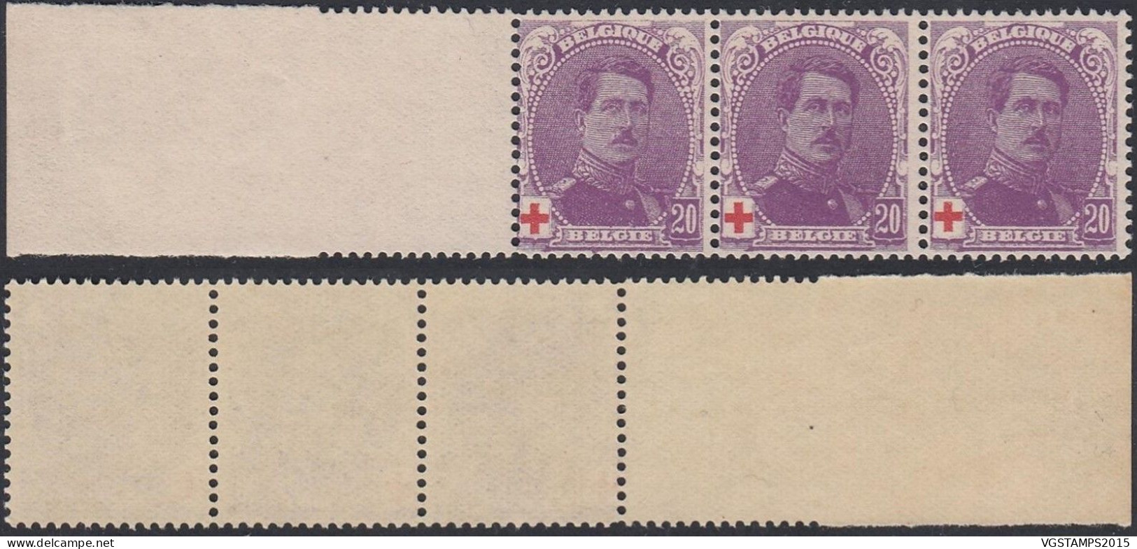 Belgique 1914 - Timbres Neufs. COB Nr.: 131.Mi. Nr.: 109.Type I Et II Se Tenant Dans 1 Bande De 3.. RARE¡¡¡EB)  AR-02206 - 1914-1915 Croix-Rouge