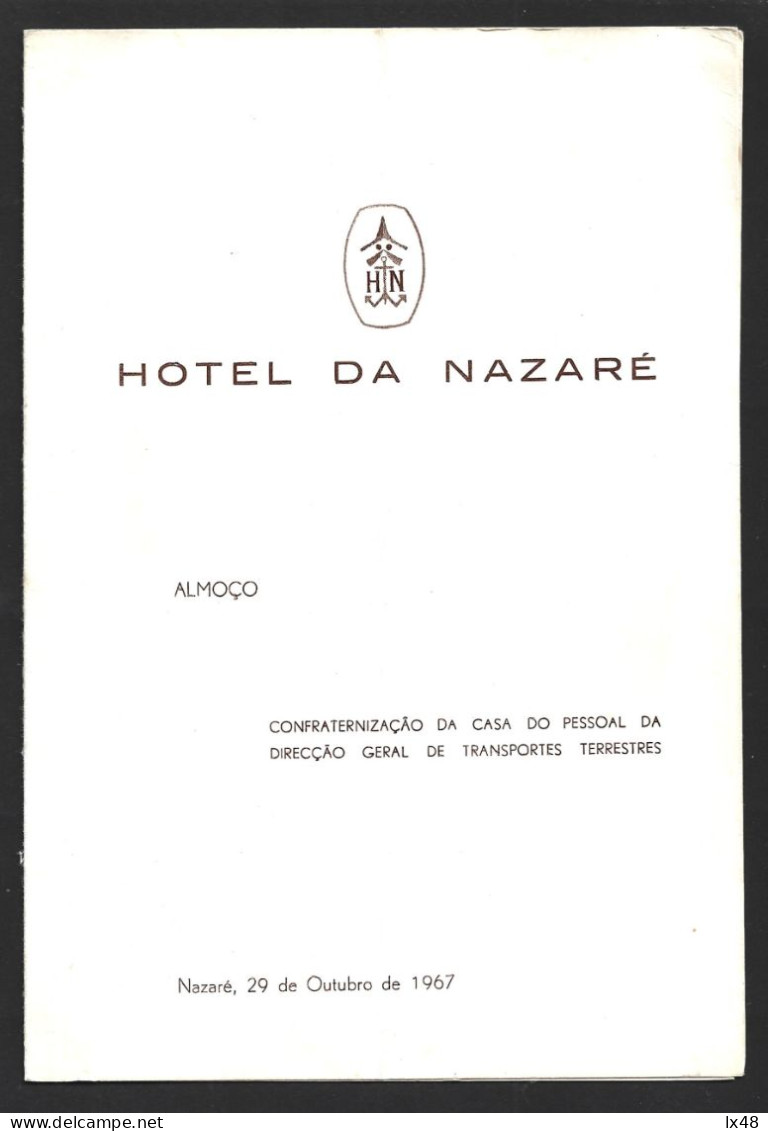 Menu At Hotel Da Nazaré, Nazaré, 1967. Personal Home Land Transport. Menu In Hotel Da Nazaré, Nazaré, 1967. Persoonlijk - Menus