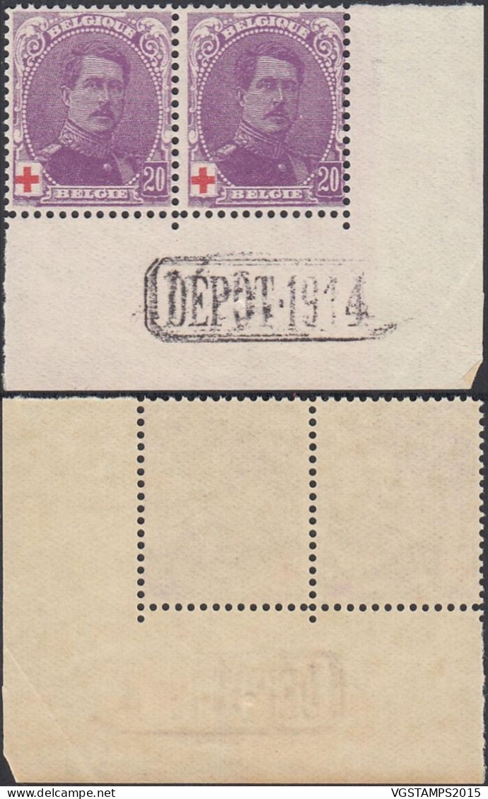Belgique 1914 - Timbres Neufs. COB Nr.: 131. CDF Avec Dépôt "1914". Un Paire............. EB)  AR-02208 - 1914-1915 Croce Rossa