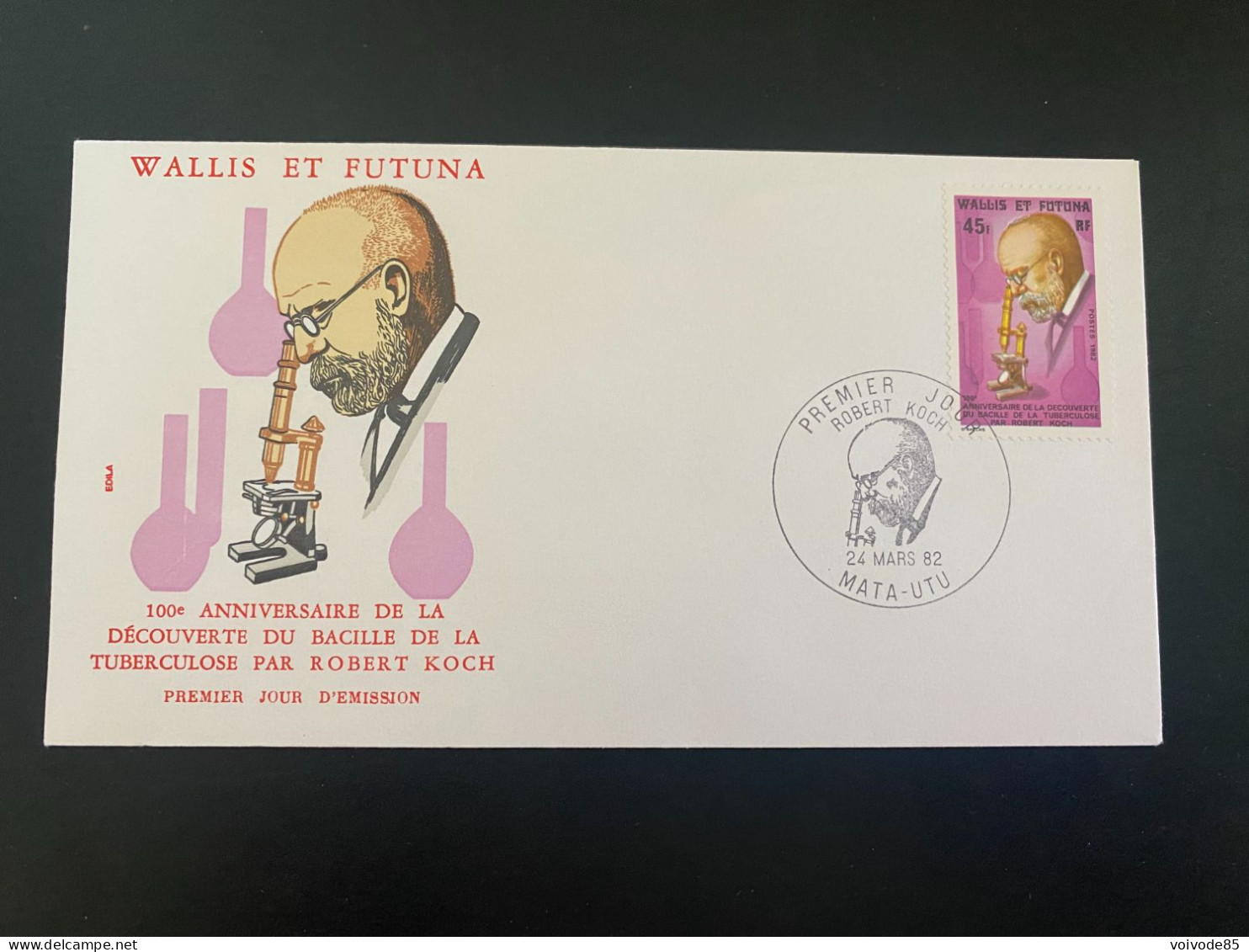 Enveloppe 1er Jour "Robert Koch - Tuberculose" 24/03/1982 - 281 - Wallis Et Futuna - FDC