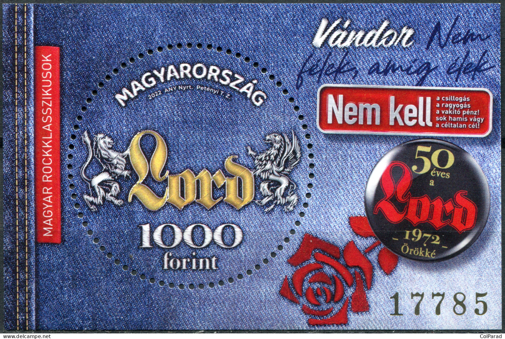 HUNGARY - 2022 - SOUVENIR SHEET MNH ** - Hungarian Rock Band Lord - Nuevos