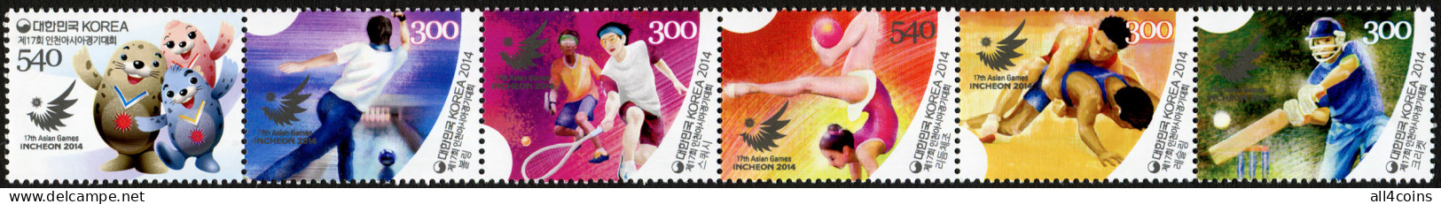South Korea 2014. The 17th Asian Games Incheon 2014 (MNH OG) Block Of 6 Stamps - Corée Du Sud