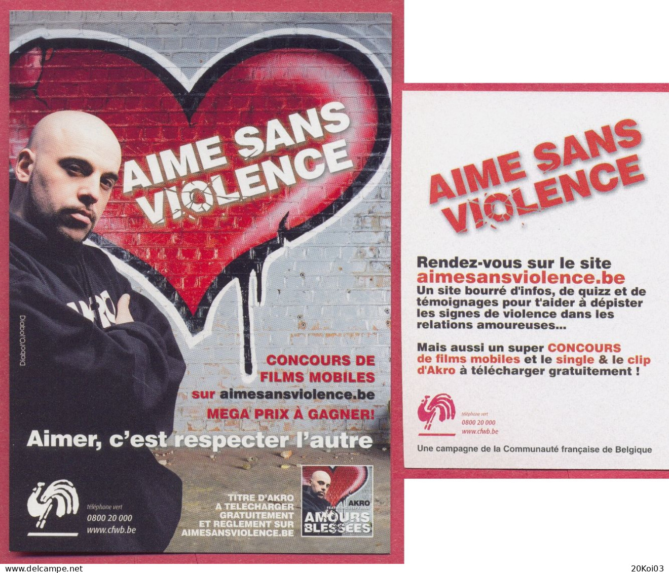 Aime Sans Violence, Films Mobiles, Publicité Pub (en 2008) Cpc - Affiches Sur Carte